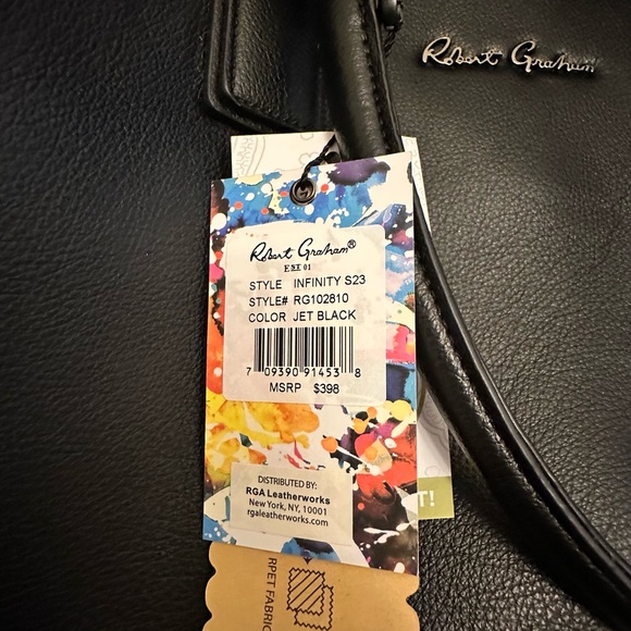 NEW! Robert Graham Black Convertible Weekender Bag - Picture 4 of 8